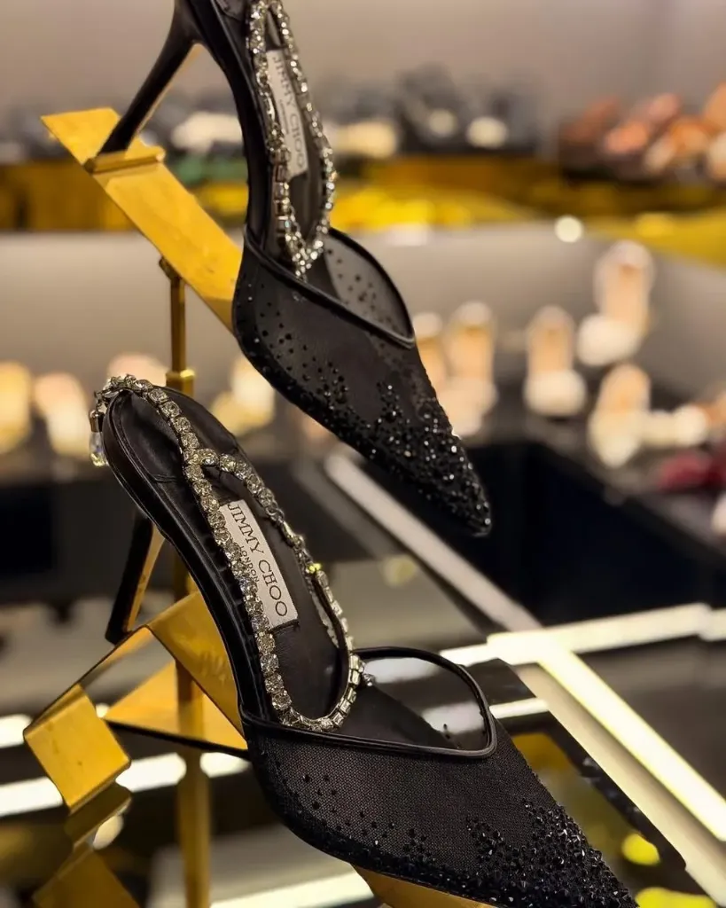 Jimmy Choo Crystal Mesh Pumps (37, black)
