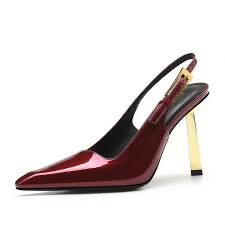 Saint Laurent Patent Leather Pointed-Toe Slingback Pumps (37)