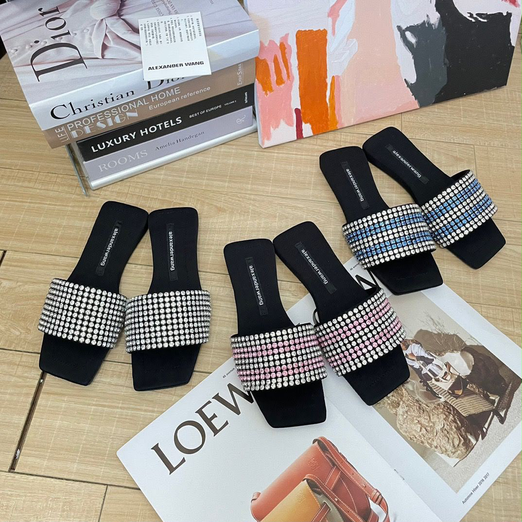Alexander Wang Crystal Embellished Flat Slippers (38)