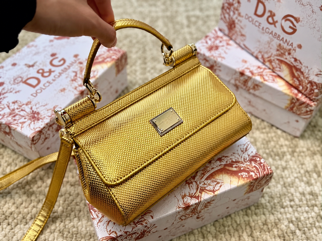 Dolce & Gabbana Sicily Metallic Top Handle Bag