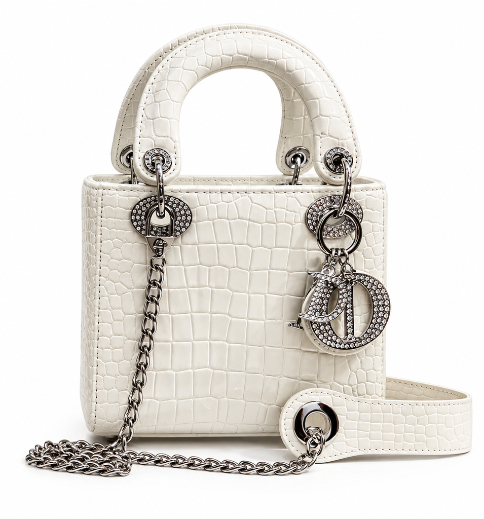 Dior Lady D-Joy Croc-Effect Crystal Charm Bag