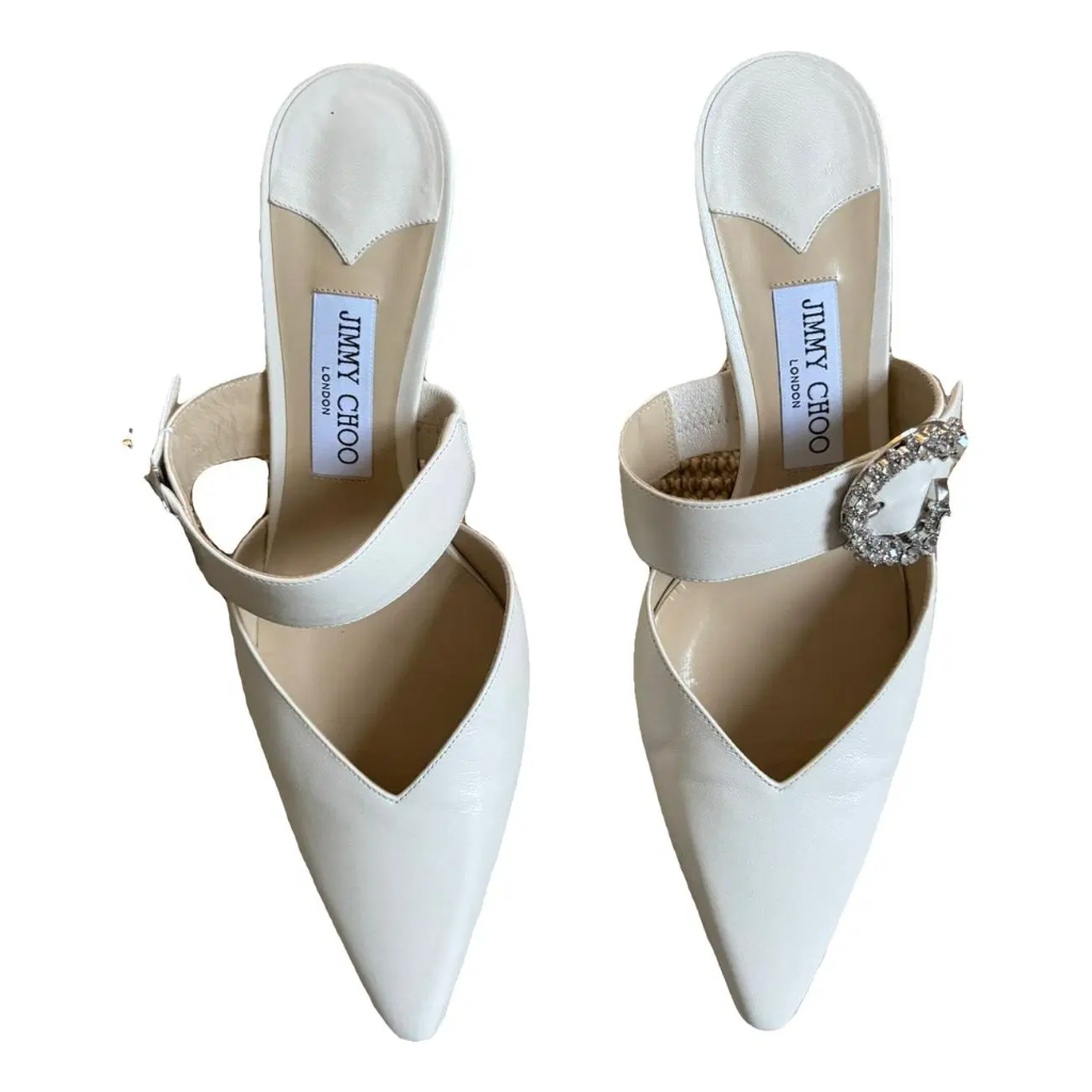 Jimmy Choo Crystal Buckle Pointed Mule