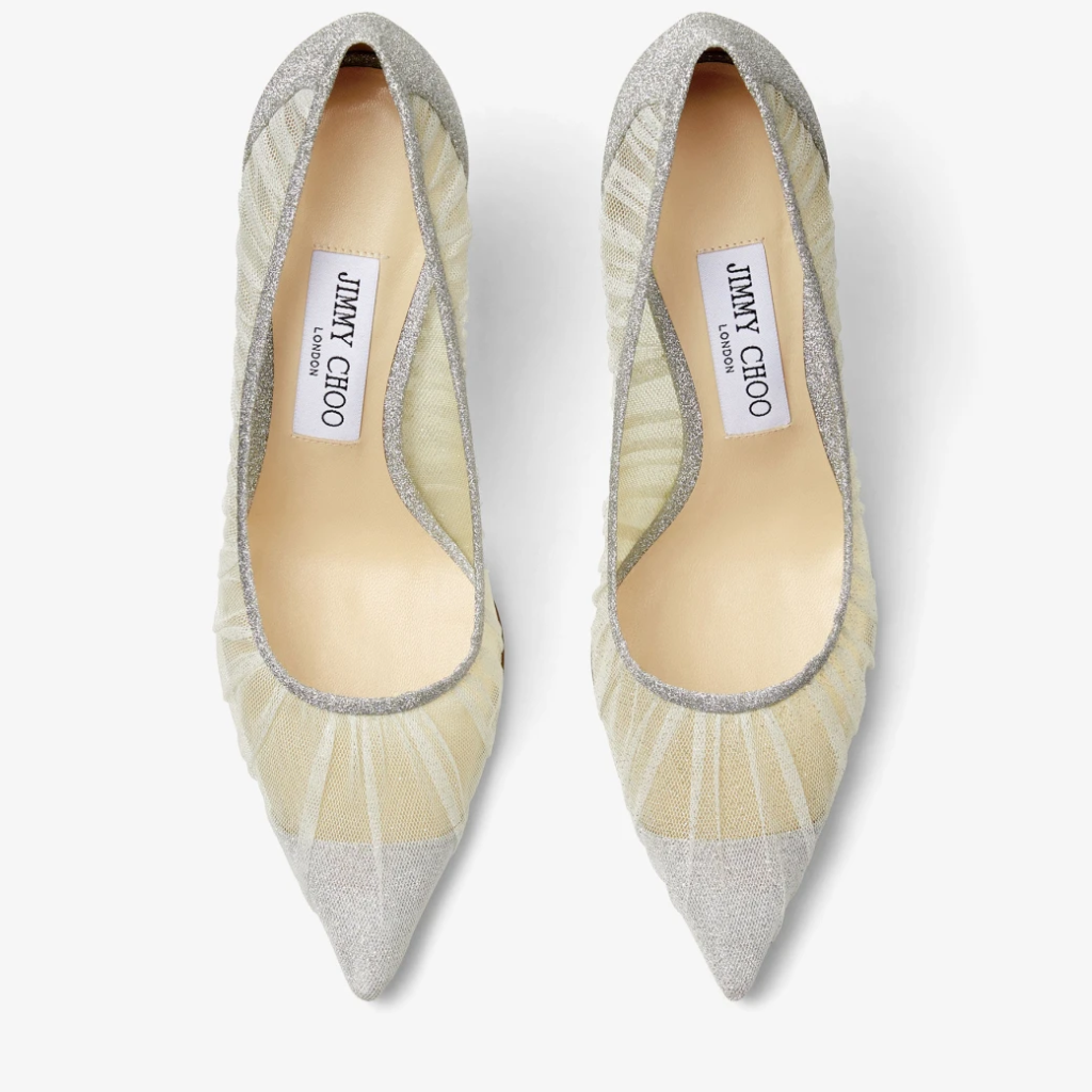 [Jc2021] Jimmy Choo Metallic Silver Glitter Fabric Pumps (37)