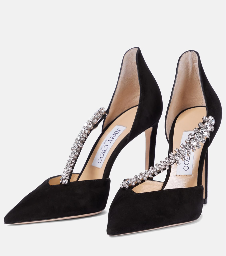 Jimmy Choo White Crystal Strap Pointed Pump (37, black)