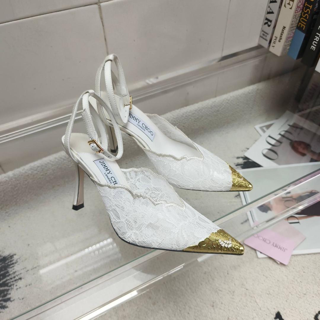 Rose Jimmy Choo Lace Pumps with Metal Lace Detail Sale Price (36, black)
