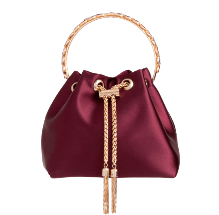 Jimmy Choo Satin Crystal Handle Bucket Bag