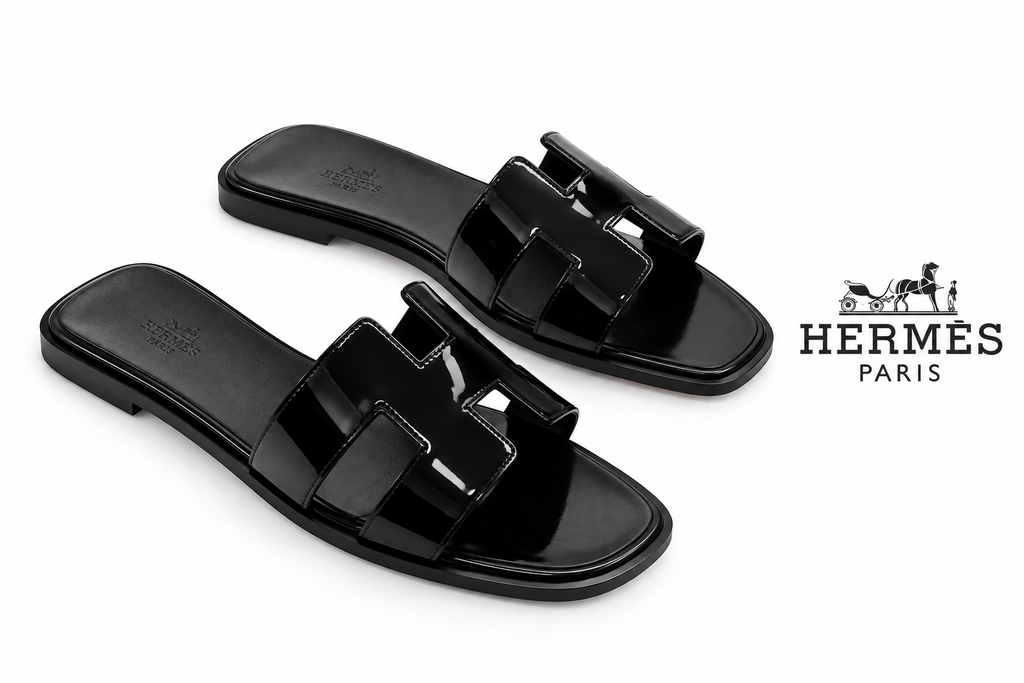 Hermès Oran H Patent Leather Sandals
