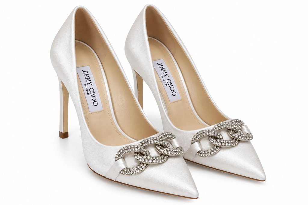 Jimmy Choo Crystal Chain Pointed Heels